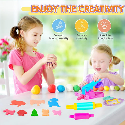 Sets Pack 2-4 3-5 4-8,Educational Dough Tool for Kids Toddlers,Cute Playdough Accessories with Rolling Pin Dough Mat