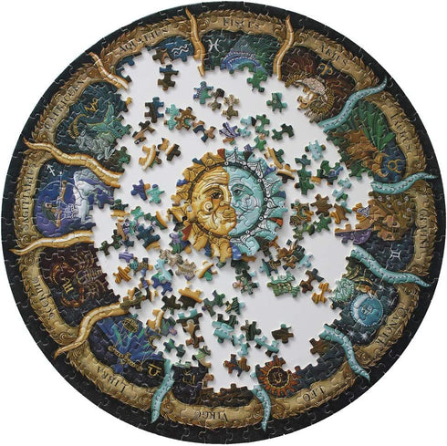 Moruska 500 Piece Puzzles for Adults - Zodiac Constellation Round Mandala Astrology Jigsaw Puzzle