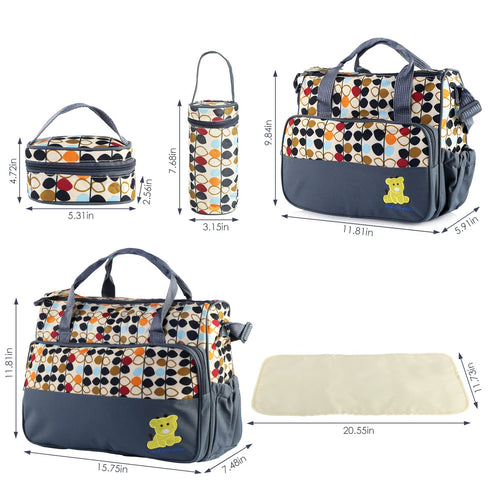 Set 5 Set KOCASO Diaper Tote, Baby Girl Boy Diaper with Changing Pad - PCS Large Travel Hospital Kit - Mom & Dad Gift