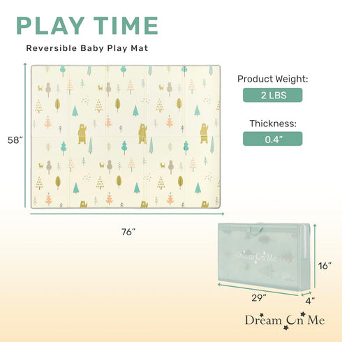 Dream On Me Play Time Reversible Baby Playmat, Foldable Extra Large Thick Foam Crawling Playmats for Toddlers