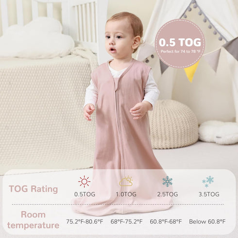JELLYMONI Baby Sleep Sack 6-12 Months, 100% Cotton Wearable Blanket, 0.5 TOG Soft Lightweight Toddler Sleeping Sack