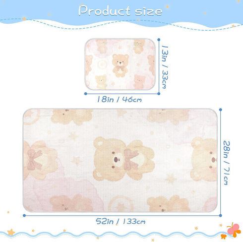 EtherSpher 28" 52" Cartoon Cute Brown Teddy Bear Cooling Baby Mattress Pads x Washable Pads for Kids for Kids, Adult
