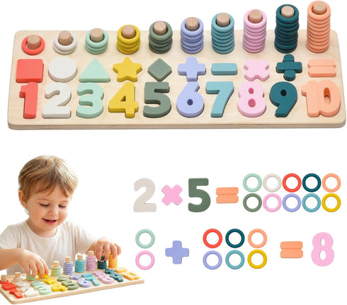 Silicone Montessori Number Puzzle Toys for Toddlers, Counting & Shape Sorting Educational