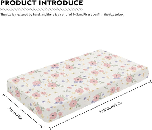 Winpema 28"x52" Dreamy Floral Print Fitted Crib Sheet Flower Baby Crib Sheet Fit Standard Crib and Toddler