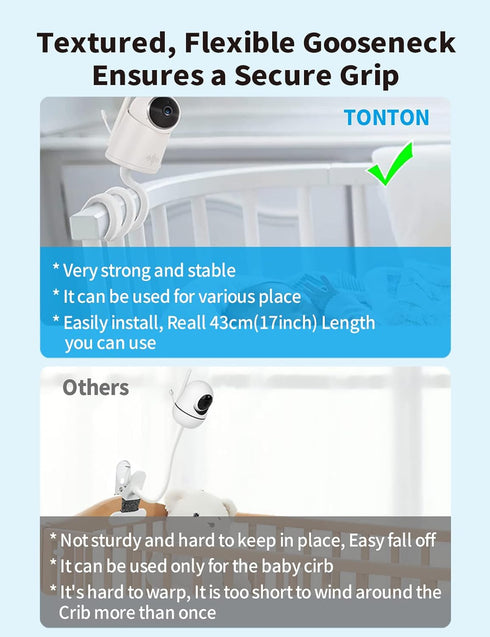 Universal Baby Monitor Camera Mount for Crib - Compatible with Arlo, Owlet, Goodbaby, Adjustable Stand (White)