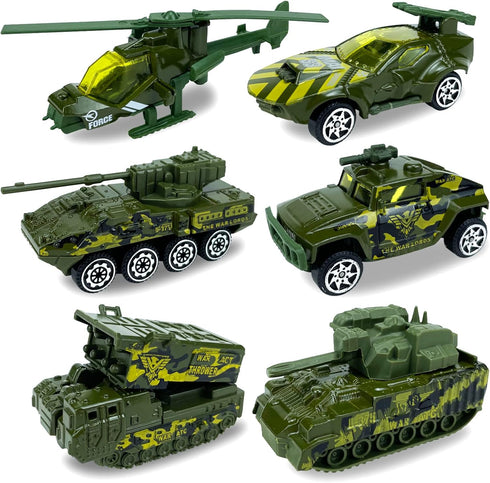 Diecast Military Vehicles Truck Set, Alloy Army Model Toys, Trucks, Tank, Helicopter, Mini Toy Car for Kids 3-6