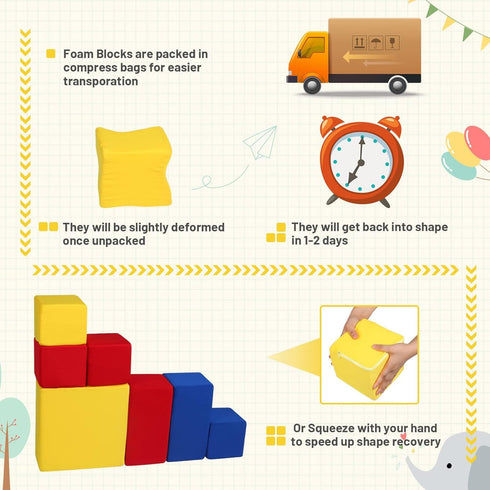MODEREVE 7 Foam Blocks for Toddlers, Soft Building Blocks for Toddlers Colorful Stacking Blocks for Kids - Pieces