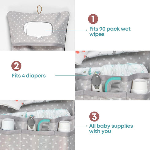 HAMUR Baby Bag Organizer - Portable Mini Diaper Bag Pouches for Newborn Essentials, Foldable Travel Gear for Boys &