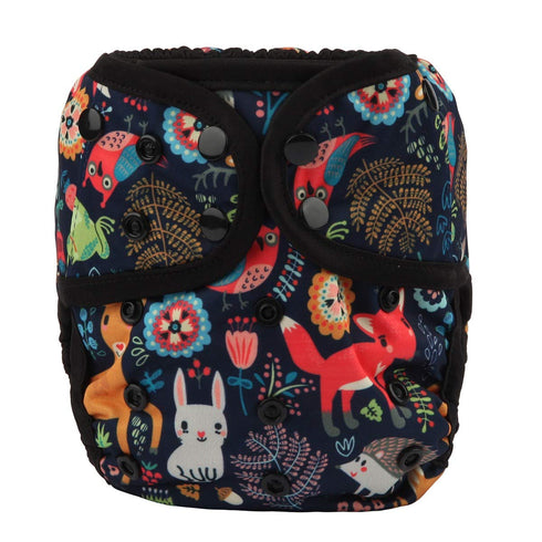 Baby Diaper Cover Nappy, One Size Fits 8lbs to 36lbs (Fox Rabbit Owl Design)
