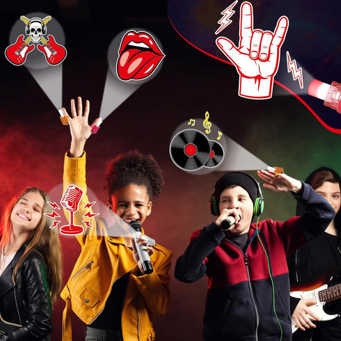 36 PCS Rock LED Finger Lights Music Party Favors Glow in the Dark Light Up Finger Lights Guitar Themed Toys Bulk