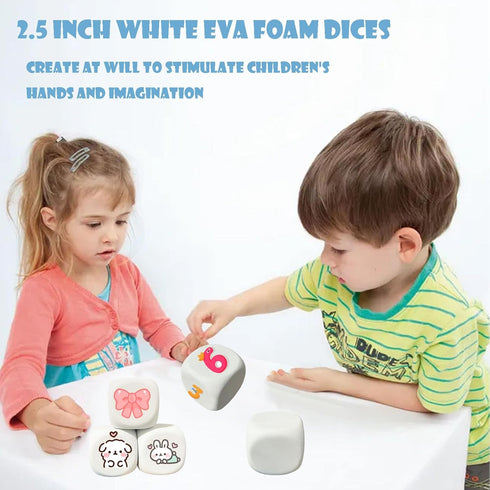 White EVA Foam Dices for Kids - Graffiti-Building Blocks, Creative Painting, 18PCS