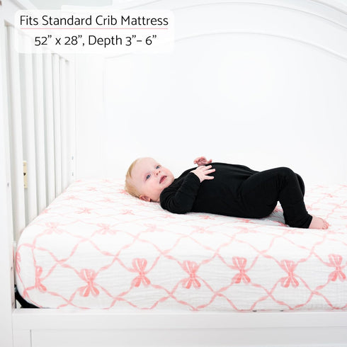 2 Pack, 100% Cozy 52"x28" LollyBanks Muslin Crib Sheets Soft and Breathable Cotton Crib Fitted Sheets for Girls
