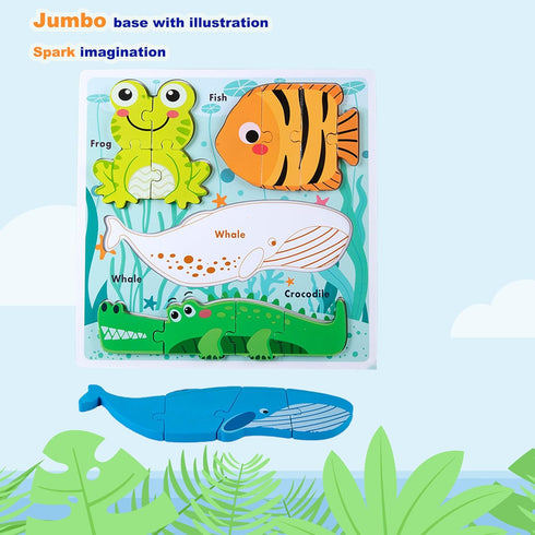18-24 2-4 Montessori Toys Puzzle for Month, Toddler Educational Wooden Jigsaw, Creature Matching & Sorting & Learning