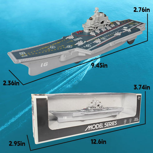 OTONOPI Aircraft Carrier Naval Ship Model Warship Battleship with Lights and Sounds Pull Back Toy Car Vehicle for Kids
