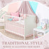 Hahafelt 28"x 52" 14" 4-Sided Pink Scalloped Crib Skirt with Drop Pleated Dust Ruffle with Split Corners for Baby Boys