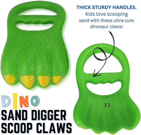 Liberty Imports 13 PCS Beach Sand Toys, Dinosaur Claw Hand Scoop Play Set with Bucket and Molds for Kids