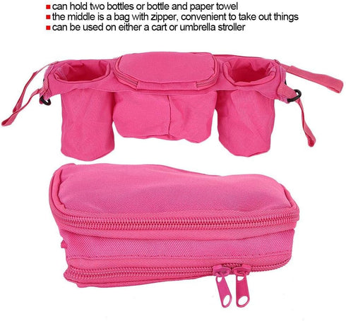 Baby Stroller Organizer, Stroller Cup Holder, Durable Hook & Loop Design for Umbrella Stroller Cart(Pink) by JULYKAI