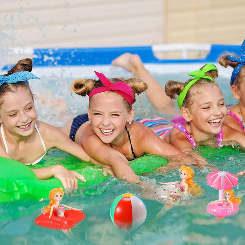 CHENGU 6 Set Swimming 11.5" Swimming Pcs Pool Floaties for Girl Dolls Swim Accessories Pool Floaties Party Ring Girl