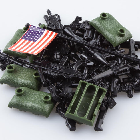 Pack 3 Weapons Military Weapons Accessories WWII Soldier Model Toys Military Equipment Battle Blocks Bricks Children's