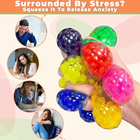 24 Pack Prefilled Surprise Eggs with Fidget Stress Balls, Sensory Toys for Kids, Classroom Prizes, Party Favors