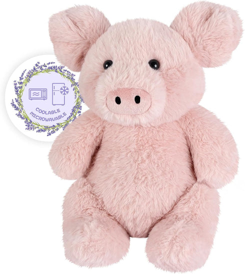 SuzziPals Heatable & Coolable Pig Stuffed Animal, Microwavable Heating Pad for Soothing