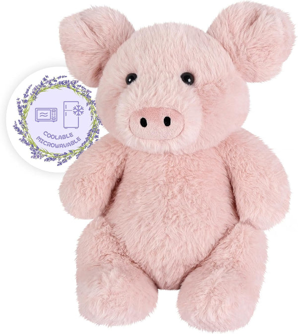 SuzziPals Heatable & Coolable Pig Stuffed Animal, Microwavable Heating Pad for Soothing