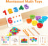 WRYBV Set 3 4 5 Wooden Peg Board Bead Game, Montessori Arithmetic Math Toy with Beads, Chopsticks & Spoons, Children's