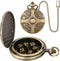 Mini DND Dice Set: 7pcs Polyhedral Metal Dice with Bronze Steampunk Gear Pocket Watch Case