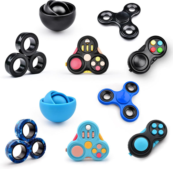 Yrissmiss Fidget Toys Adults Pack 10Pcs,Fidget Spinner with Magnetic Rings Gyro,Fidget Controller