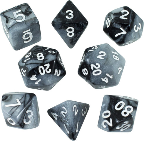Gray and Black Expanded DND Dice Set with Extra D20 - 'Claws of Darkness'