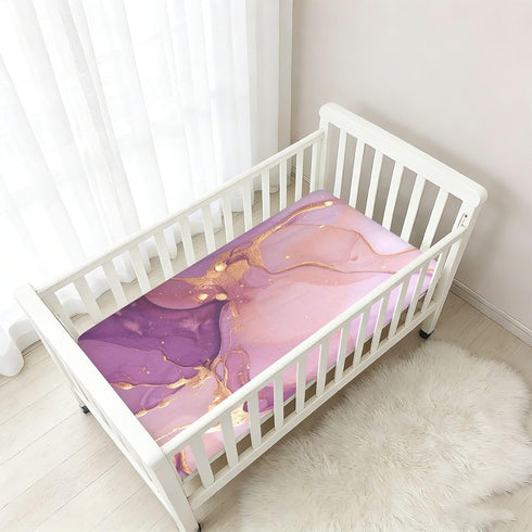 Bseiialft 52 28 Purple Gold Abstract Marble Crib Sheets for Boys Girls Soft and Breathable Cotton Baby Sheets