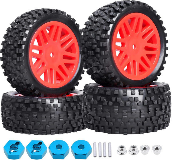 Hobbypark 12mm Hex RC 1/10 Buggy Wheels and Tires Set, Height 3.46''(88mm) for Redcat Shockwave Tornado S30 EPX/PRO