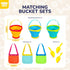 3 3 TOY Life Collapsible Beach Bucket Toys for Kids Beach Essentials with Portable Seashell Bags & Silicone Collapsible