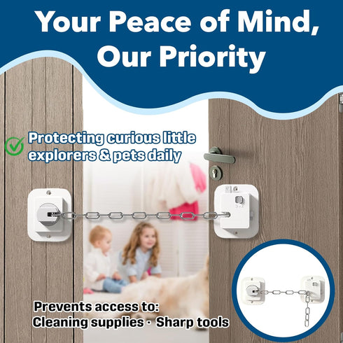 Hyparade 3M Child Proof Door Locks, No-Drill Adjustable Baby Safety Locks with Strong Adhesive, Ideal