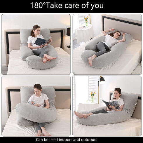 Jcickt Sleeping,59 inch Pregnancy Pillow for Maternity Pillow with Removable Washable Cover,J-Shaped Cooling Full Body