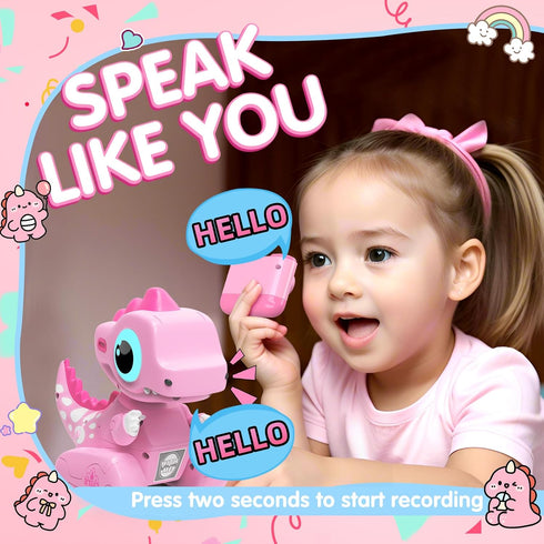 2.4GHZ Remote Control Car Pink Dinosaur Toy, Remote Control Girls Dinosaur Toys Pink RC Drifting Car, Recording