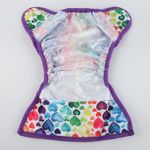 Sigzagor 10lbs 36lbs Baby Diaper Cover Nappy One Size to for Girls (Rainbow Hearts)