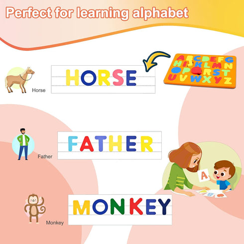 Magnetic Alphabet Puzzle for Toddlers - Foam Letters, Fridge Magnets for Preschool ABC Learning Toys, Random Color