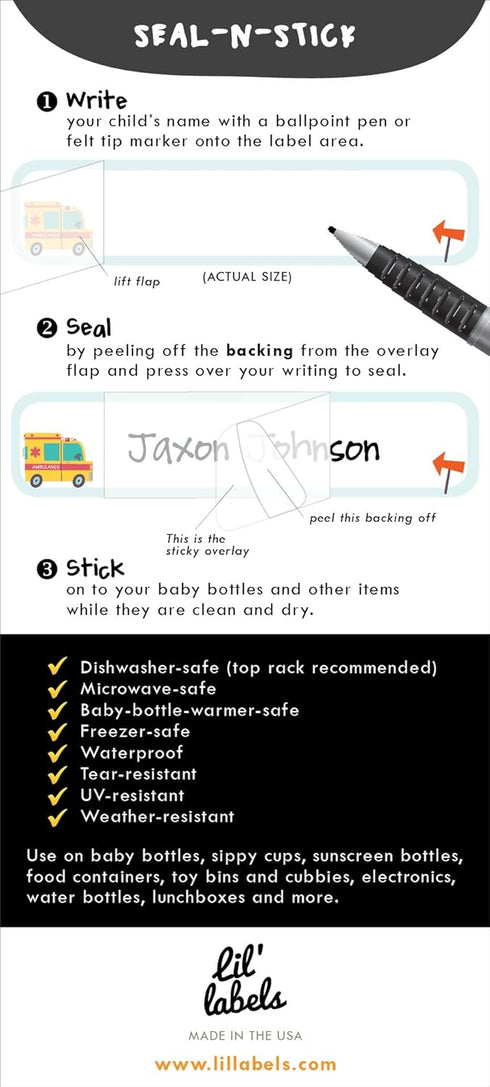 Set 2) Bottle Labels, Write-On, Self-Laminating, Waterproof Kids Name Labels for Baby Bottles, Sippy Cup for Daycare