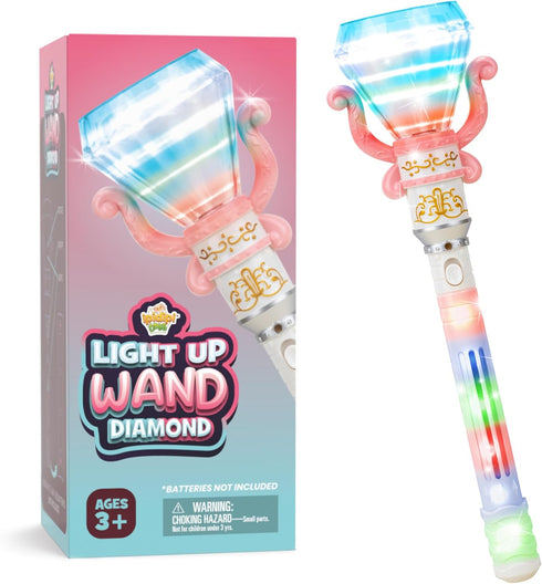 IPIDIPI TOYS Light Up Spinning Diamond Wand - Rotating Magic Princess Toy for Kids, Party Favors, Gift Set, Birthday