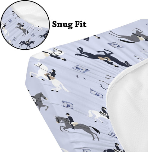 KuphiL10C Mattress-28x52 Cartoon Western Horses Pattern Baby Sheets for Crib, Unisex Farm Animals Horse ABC Letters