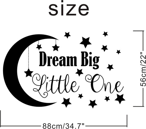Dream Big Little One Wall Decal, Nursery Decor, Removable Vinyl Wall Stickers, Quote Decal, A34 (Big, Black)