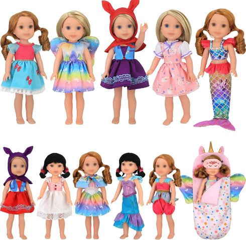 SOTOGO 11 Sets American Wellie Doll Clothes - Outfits for 14 to 14.5 Inch Dolls, Dresses, Pajamas, Swimsuit