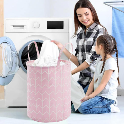 TECHMILLY Large Storage Basket for Girls and Boys, Collapsible Laundry Hamper with Long Handles, Toy Bins