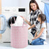 TECHMILLY Large Storage Basket for Girls and Boys, Collapsible Laundry Hamper with Long Handles, Toy Bins