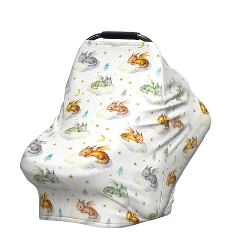 Sozzjile Cute Dragon Car Seat Covers Baby Multi-Use Car Seat Canopy Carrier Cover, Breathable Breastfeeding Cover Boys
