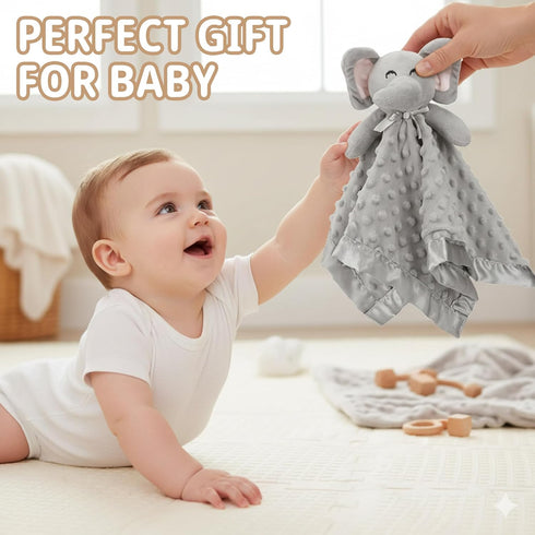 16 Inch Pro Goleem Elephant Security Blanket, Soft Lovey Unisex Lovie Baby Gifts for Boys and Girls Snuggle Toy Stuffed