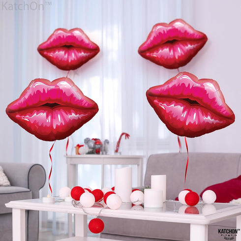 KatchOn Red Lip Balloons - 30 Inch, Pack of 8 | Kiss & Lips Balloons for Bachelorette & Anniversary Decorations
