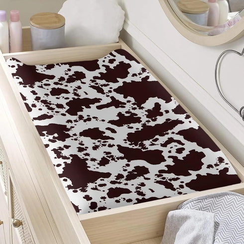 32x16 Brown Cow Print Changing Pad Cover for Baby Girls Boys Soft Breathable Diaper Changing Pad Cover with Elastic