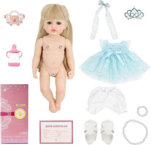 Realistic 22 Inch Reborn Baby Doll - Silicone Full Body American Girl, Weighted Soft Toy Birthday Gift Set for Over 3